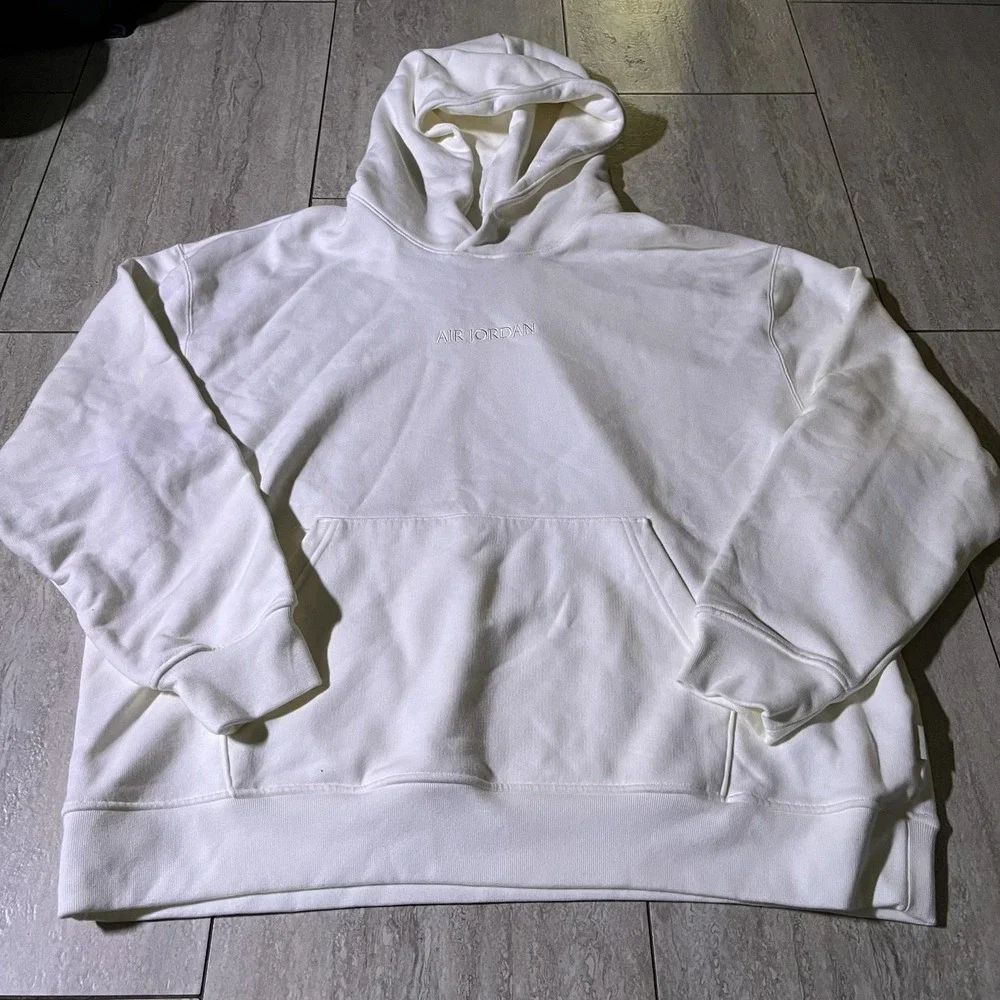 Jordan Hoodie Mens 2XL White Air Jordan Embroidered Pullover FZ3952-133 New